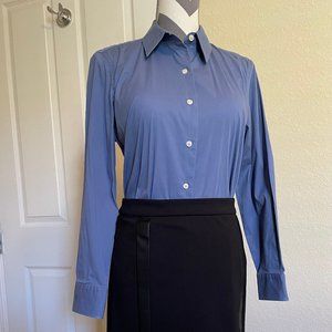 Lauren by Ralph Lauren Womens Blue Oxford Shirt Stretch Cotton Size 12